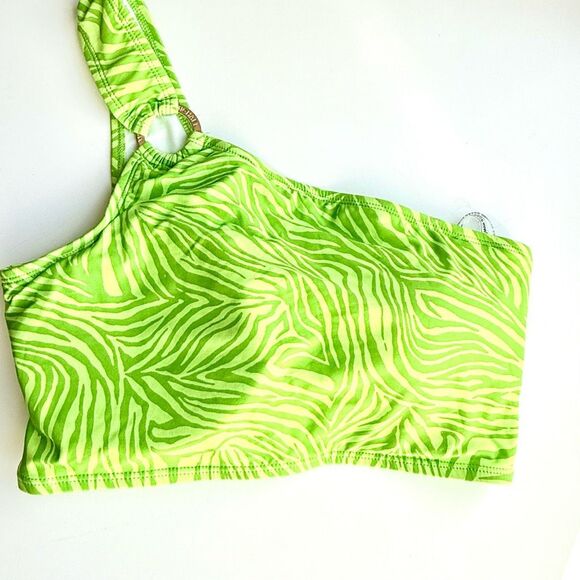 NWT MICHAEL Michael Kors women's animal-print halter swimsuit top, in a vibrant - Picture 3 of 5